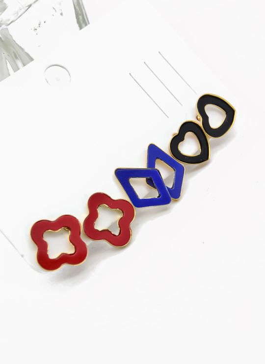 SET DE ARETES X 3 CRISTALES SURTIDO/ACERO INOXIDABLE