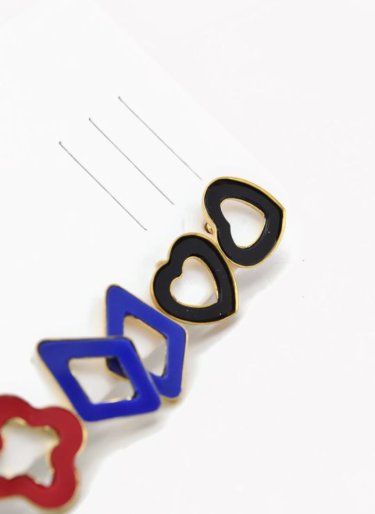 SET DE ARETES X 3 CRISTALES SURTIDO/ACERO INOXIDABLE