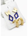 SET DE ARETES X 3 CRISTALES SURTIDO/ACERO INOXIDABLE