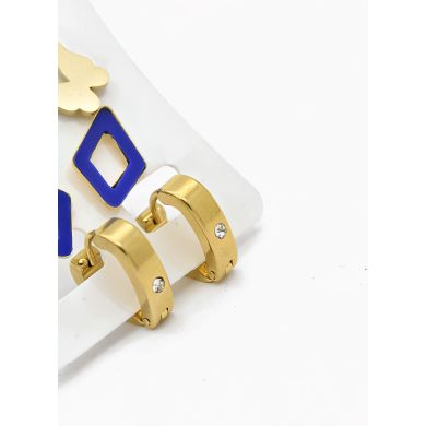 SET DE ARETES X 3 CRISTALES SURTIDO/ACERO INOXIDABLE