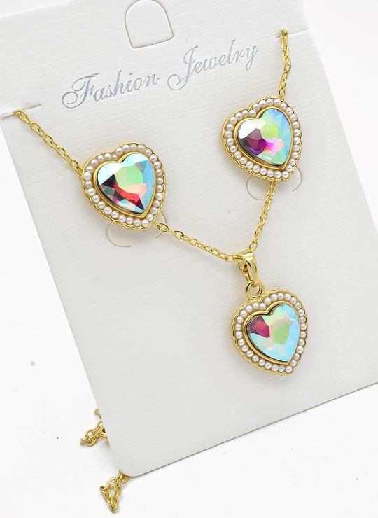 SET DE COLLAR Y DIJE EN RODIO CON MICROCIRCIONES / GARANTIA