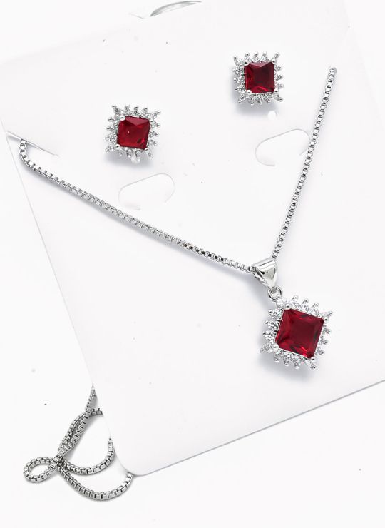 SET DE COLLAR Y DIJE EN RODIO CON MICROCIRCIONES / GARANTIA