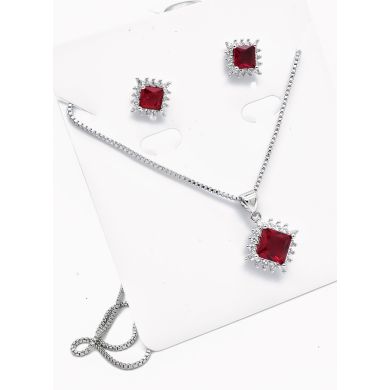 SET DE COLLAR Y DIJE EN RODIO CON MICROCIRCIONES / GARANTIA