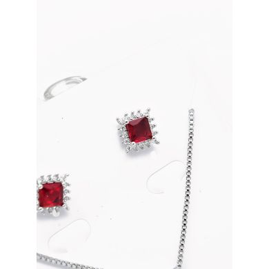 SET DE COLLAR Y DIJE EN RODIO CON MICROCIRCIONES / GARANTIA