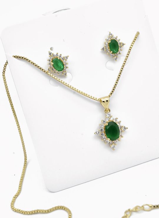 SET DE COLLAR Y DIJE EN RODIO CON MICROCIRCIONES / GARANTIA