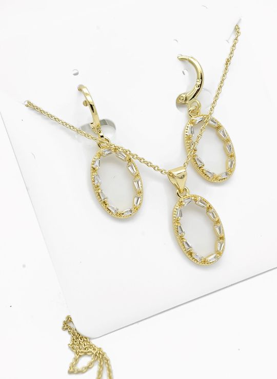 SET DE COLLAR Y DIJE EN RODIO CON MICROCIRCIONES / GARANTIA