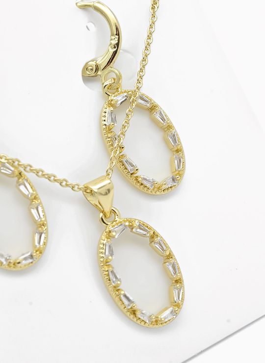SET DE COLLAR Y DIJE EN RODIO CON MICROCIRCIONES / GARANTIA