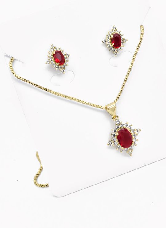 SET DE COLLAR Y DIJE EN RODIO CON MICROCIRCIONES / GARANTIA