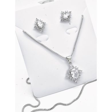 SET DE COLLAR Y DIJE EN RODIO CON MICROCIRCIONES / GARANTIA