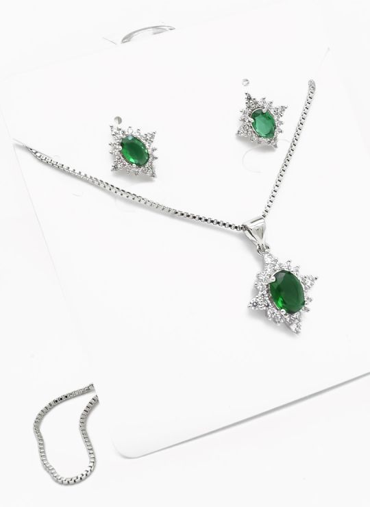 SET DE COLLAR Y DIJE EN RODIO CON MICROCIRCIONES / GARANTIA