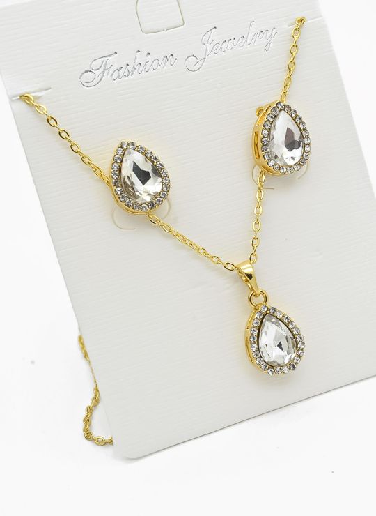 SET DE COLLAR Y DIJE EN RODIO CON MICROCIRCIONES / GARANTIA