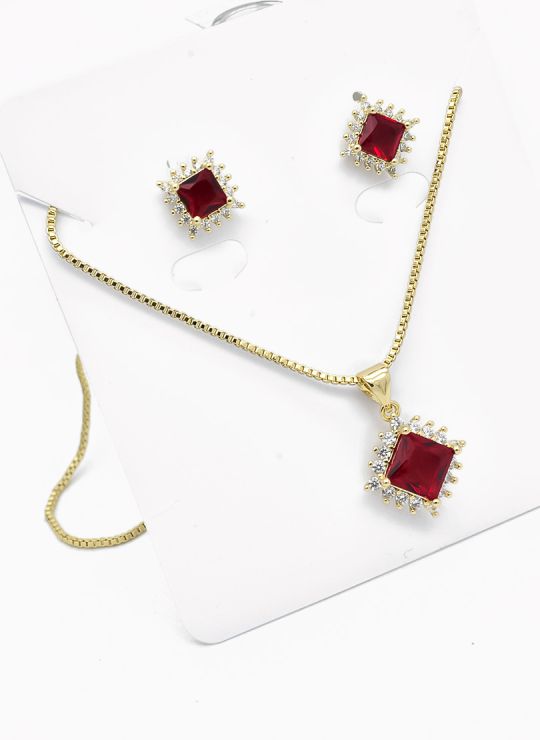 SET DE COLLAR Y DIJE EN RODIO CON MICROCIRCIONES / GARANTIA
