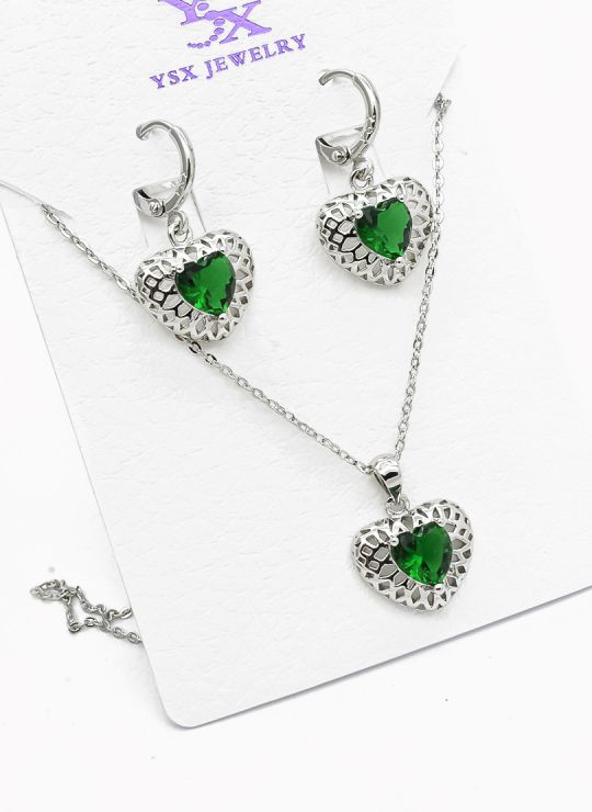 SET DE COLLAR Y DIJE EN RODIO CON MICROCIRCIONES / GARANTIA