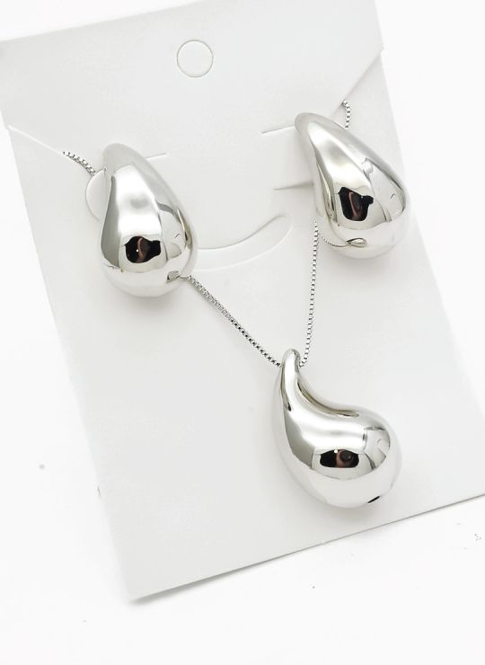 SET DE COLLAR Y DIJE EN RODIO CON MICROCIRCIONES / GARANTIA