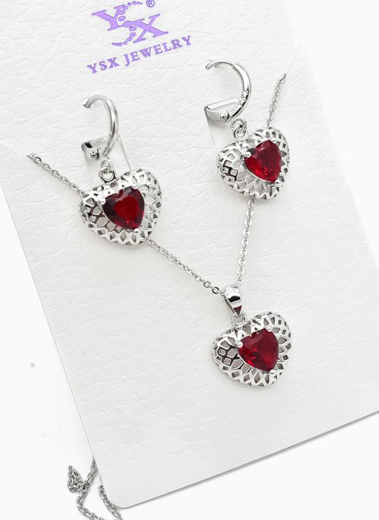 SET DE COLLAR Y DIJE EN RODIO CON MICROCIRCIONES / GARANTIA