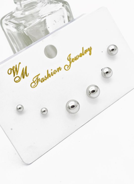 SET DE ARETES X 3 CRISTALES SURTIDO/ACERO INOXIDABLE