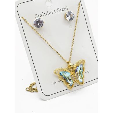 SET DE COLLAR, DIJE Y ARETES EN ACERO INOXIDABLE 316L
