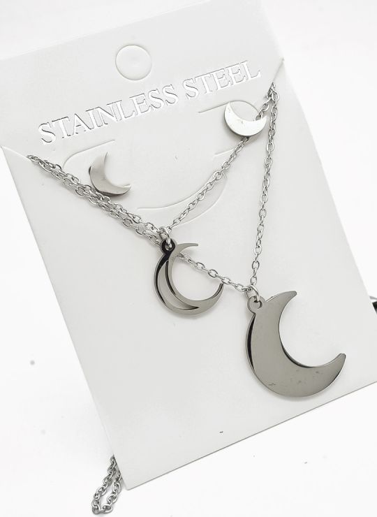 SET DE COLLAR, DIJE Y ARETES EN ACERO INOXIDABLE 316L