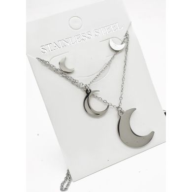 SET DE COLLAR, DIJE Y ARETES EN ACERO INOXIDABLE 316L