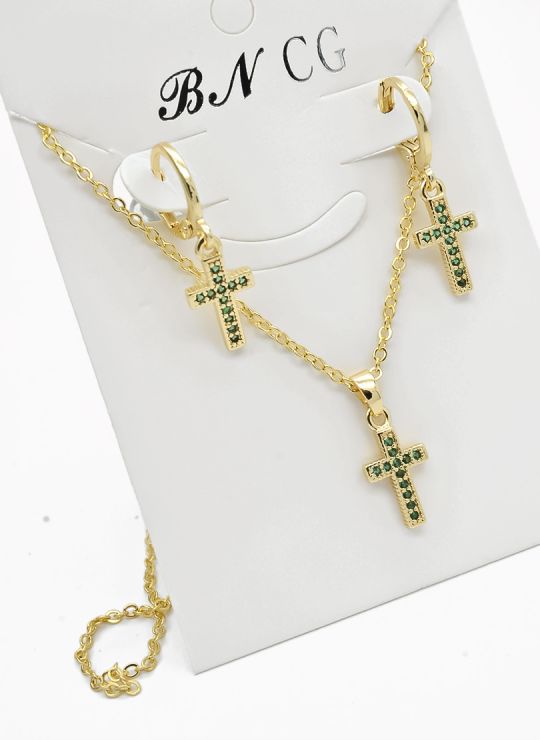 SET DE COLLAR Y DIJE EN RODIO CON MICROCIRCIONES / GARANTIA