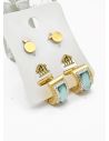 SET DE ARETES X 3 CRISTALES SURTIDO/ACERO INOXIDABLE