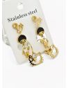 SET DE ARETES X 3 CRISTALES SURTIDO/ACERO INOXIDABLE