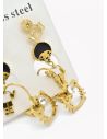 SET DE ARETES X 3 CRISTALES SURTIDO/ACERO INOXIDABLE