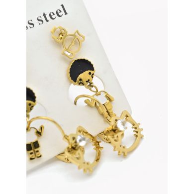 SET DE ARETES X 3 CRISTALES SURTIDO/ACERO INOXIDABLE