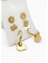 SET DE ARETES X 3 CRISTALES SURTIDO/ACERO INOXIDABLE
