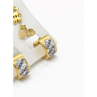 SET DE ARETES X 3 CRISTALES SURTIDO/ACERO INOXIDABLE