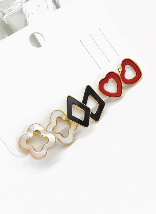 SET DE ARETES X 3 CRISTALES SURTIDO/ACERO INOXIDABLE