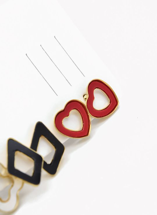 SET DE ARETES X 3 CRISTALES SURTIDO/ACERO INOXIDABLE