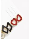 SET DE ARETES X 3 CRISTALES SURTIDO/ACERO INOXIDABLE