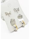 SET DE ARETES X 3 CRISTALES SURTIDO/ACERO INOXIDABLE