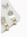 SET DE ARETES X 3 CRISTALES SURTIDO/ACERO INOXIDABLE
