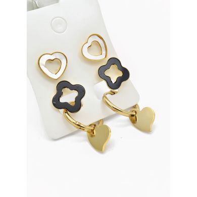 SET DE ARETES X 3 CRISTALES SURTIDO/ACERO INOXIDABLE