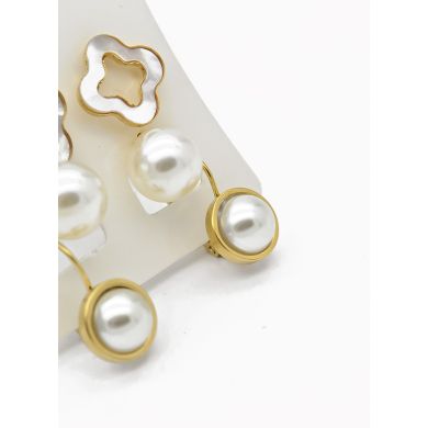 SET DE ARETES X 3 CRISTALES SURTIDO/ACERO INOXIDABLE