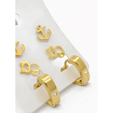 SET DE ARETES X 3 CRISTALES SURTIDO/ACERO INOXIDABLE