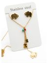 SET DE COLLAR, DIJE Y ARETES EN ACERO INOXIDABLE 316L