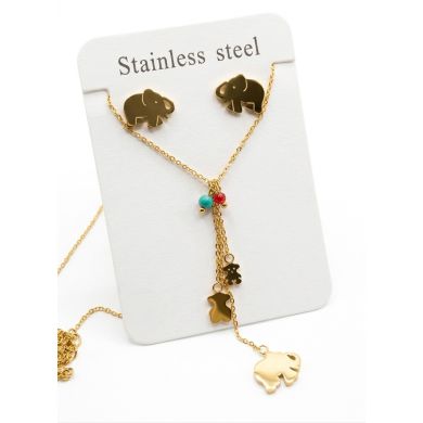 SET DE COLLAR, DIJE Y ARETES EN ACERO INOXIDABLE 316L