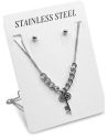 SET DE COLLAR, DIJE Y ARETES EN ACERO INOXIDABLE 316L
