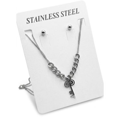 SET DE COLLAR, DIJE Y ARETES EN ACERO INOXIDABLE 316L