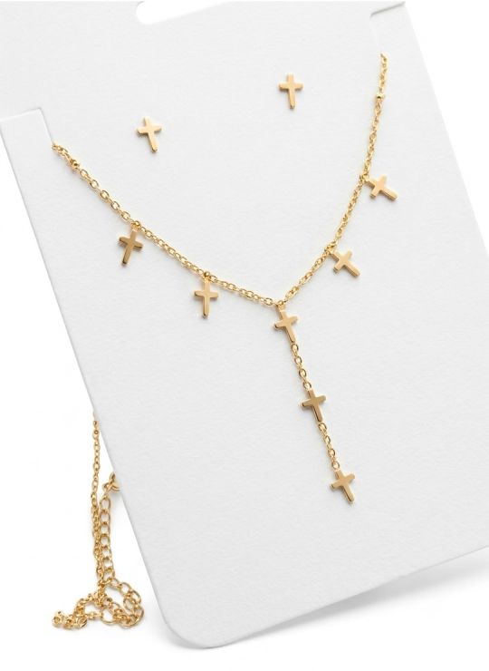 SET DE COLLAR, DIJE Y ARETES EN ACERO INOXIDABLE 316L