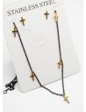 SET DE COLLAR, DIJE Y ARETES EN ACERO INOXIDABLE 316L