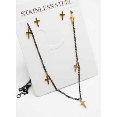 SET DE COLLAR, DIJE Y ARETES EN ACERO INOXIDABLE 316L
