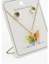 SET DE COLLAR, DIJE Y ARETES EN ACERO INOXIDABLE 316L