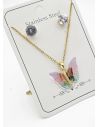 SET DE COLLAR, DIJE Y ARETES EN ACERO INOXIDABLE 316L