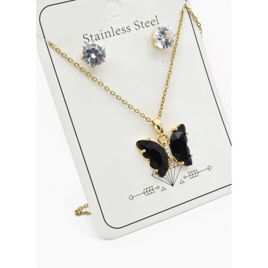 SET DE COLLAR, DIJE Y ARETES EN ACERO INOXIDABLE 316L