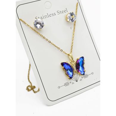 SET DE COLLAR, DIJE Y ARETES EN ACERO INOXIDABLE 316L