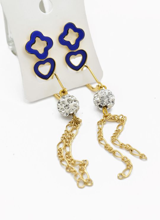 SET DE ARETES X 3 CRISTALES SURTIDO/ACERO INOXIDABLE
